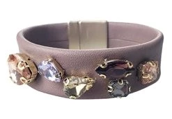 SWEET LOLA DUSTY PINK LEATHERETTE WITH MULTI COLOR CRYSTALS BRACELET
