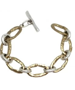 TAT2 DESIGNS INC GOLD HAMMERED LINK BRACELET