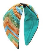 GOLDEN STELLA MULTI COLOR BEAD CHEVRON HEADBAND HATS, HEADWEAR & HAIR ACCESSORIES