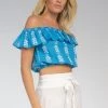 ELAN ARROW PRINT RUFFLE TOP