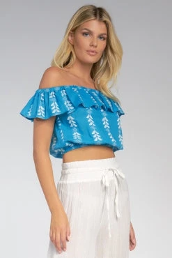 ELAN ARROW PRINT RUFFLE TOP 1 ELAN ARROW PRINT RUFFLE TOP