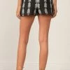 ELAN NAVY ARROW PRINT TIE SHORT SHORTS