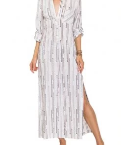 EVERYDAY RITUAL DRESSES TRACEY SHORT SLEEVE TEXTURED LONG DRESS