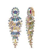 GOLDEN STELLA Oval & Multi Fan Bead Clip Earrings