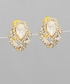 GOLDEN STELLA TEARDROP & CRYSTAL CLIP ON EARRINGS