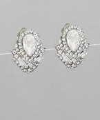 GOLDEN STELLA TEARDROP & CRYSTAL CLIP ON EARRINGS
