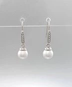 GOLDEN STELLA PEARL & CZ DANGLE EARRINGS