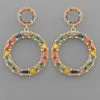 GOLDEN STELLA RAINBOW MULTICOLORED CIRCLE DANGLING EARRINGS