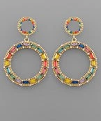 GOLDEN STELLA RAINBOW MULTICOLORED CIRCLE DANGLING EARRINGS