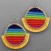 GOLDEN STELLA RAINBOW BEAD DISC TASSEL EARRINGS