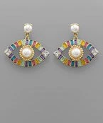 GOLDEN STELLA MULTICOLORED GREEK EVIL EYE EARRINGS