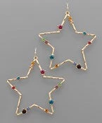 GOLDEN STELLA MULTICOLORED STAR DANGLING EARRINGS