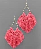 GOLDEN STELLA GEOMETRIC DANGLING EARRINGS WITH TASSELS