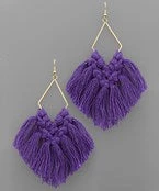 GOLDEN STELLA GEOMETRIC DANGLING EARRINGS WITH TASSELS