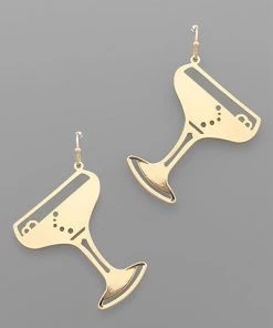 GOLDEN STELLA METAL MARGARITA GLASS EARRINGS