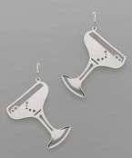 GOLDEN STELLA METAL MARGARITA GLASS EARRINGS