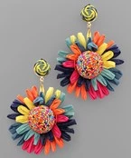 GOLDEN STELLA RAFFIA FLOWER EARRINGS