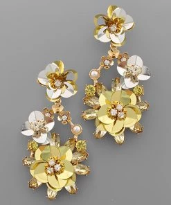 GOLDEN STELLA EARRINGS SEQUIN FLOWER TEARDROP EARRING