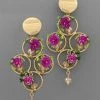 GOLDEN STELLA FOUR CIRCLE AND FLOWER EARRINGS