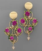 GOLDEN STELLA FOUR CIRCLE AND FLOWER EARRINGS