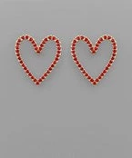 GOLDEN STELLA RED OPEN HEART EARRINGS