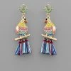 GOLDEN STELLA JEWELED BIRD TASSEL EARRINGS