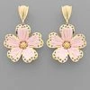 GOLDEN STELLA PINK THREAD FLOWER EARRINGS