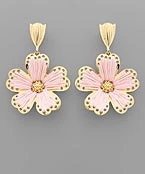 GOLDEN STELLA PINK THREAD FLOWER EARRINGS