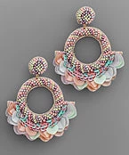 GOLDEN STELLA BEAD CIRCLE & SEQUIN FAN EARRINGS