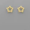 GOLDEN STELLA TEXTURED OPEN STAR EARRINGS