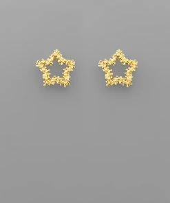 GOLDEN STELLA TEXTURED OPEN STAR EARRINGS