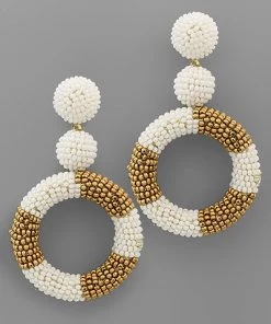 GOLDEN STELLA BEAD BALL & CIRCLE EARRINGS