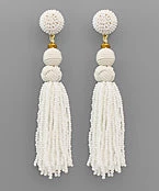 GOLDEN STELLA BALL AND BEAD TASSEL EARRINGS