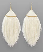 GOLDEN STELLA LEATHER FAN AND TASSLE EARRINGS