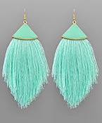 GOLDEN STELLA LEATHER FAN AND TASSLE EARRINGS