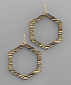 GOLDEN STELLA ZEBRA HEXAGON EARRINGS