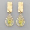 GOLDEN STELLA TEARDROP FLORAL DANGLE EARRING EARRINGS