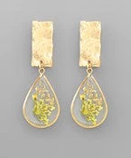 GOLDEN STELLA TEARDROP FLORAL DANGLE EARRING EARRINGS