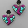GOLDEN STELLA FLOWER HEART ACRYLIC EARRING