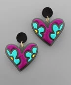 GOLDEN STELLA FLOWER HEART ACRYLIC EARRING