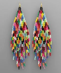 GOLDEN STELLA MULTICOLORED TASSEL DANGLING EARRINGS