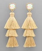 GOLDEN STELLA BEAD & 3 LAYER TASSEL EARRINGS