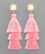 GOLDEN STELLA BEAD & 3 LAYER TASSEL EARRINGS