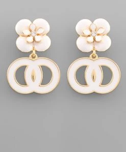 GOLDEN STELLA FLOWER INTERLOCK EARRINGS