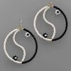 GOLDEN STELLA YIN AND YANG BEADED DANGLING EARRINGS