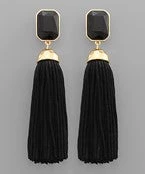GOLDEN STELLA Octagon Bead Tassel Earrings