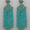 GOLDEN STELLA GEOMETRIC EARRINGS WITH BEADED TASSELS