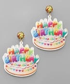GOLDEN STELLA ACRYLIC BIRTHDAY CAKE EARRINGS