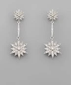 GOLDEN STELLA CZ STARBURST EARRINGS