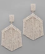 GOLDEN STELLA HEXAGON CRYSTAL FRINGE EARRINGS